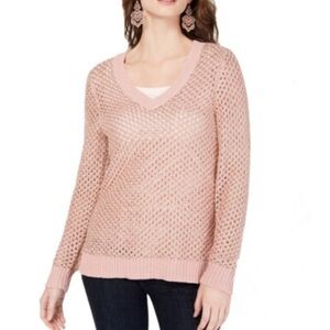 Wet Seal Light Pink V-Neck knit  Sweater